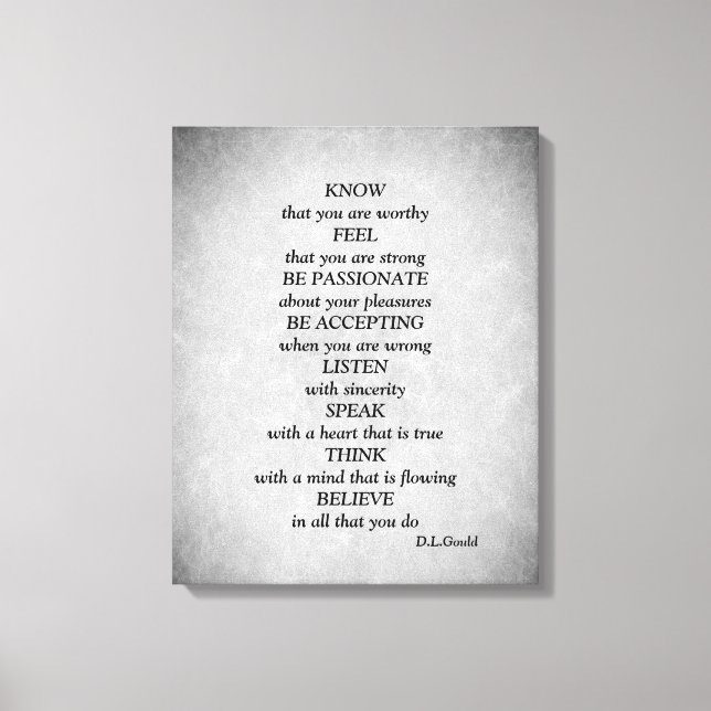 Silver Grey stars inspirational poem art Canvas Print (Front)
