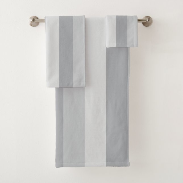 Silver Grey Striped Bath Towel Set (Insitu)