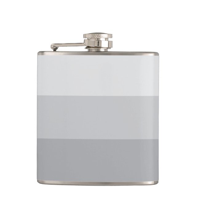 Silver Grey Striped Hip Flask (Front)