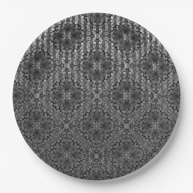 Silver Grey Striped Hollywood Regency Pattern Paper Plate (Front)