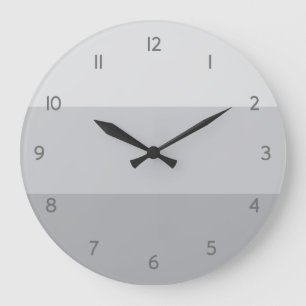 Silver Grey Striped Large Clock