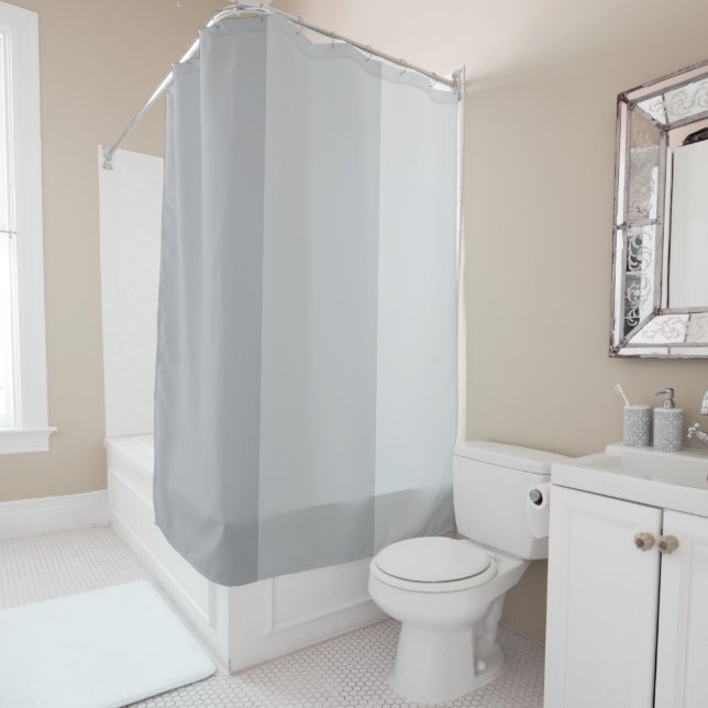 Silver Grey Striped Shower Curtain (In Situ)