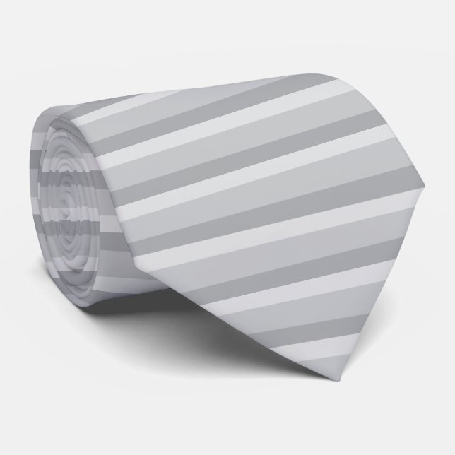Silver Grey Striped Tie (Rolled)