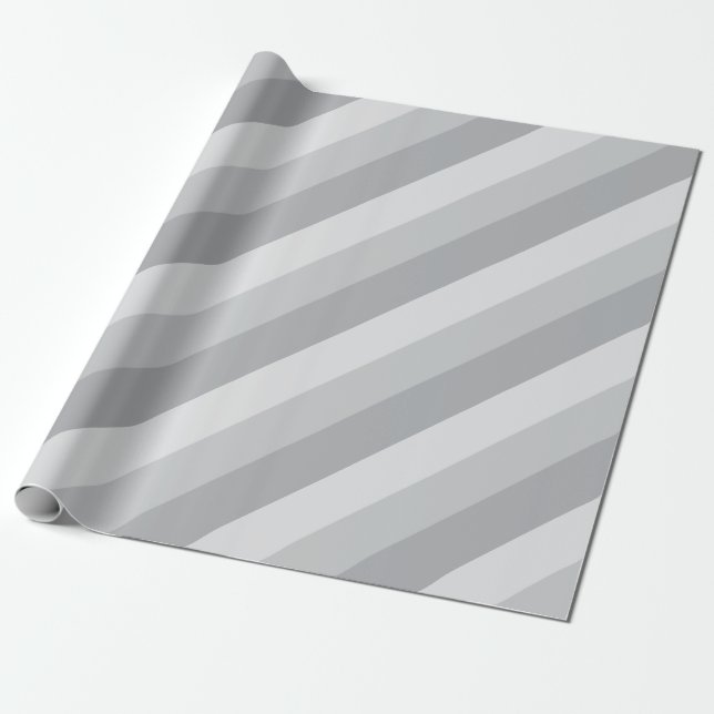 Silver Grey Striped Wrapping Paper (Unrolled)