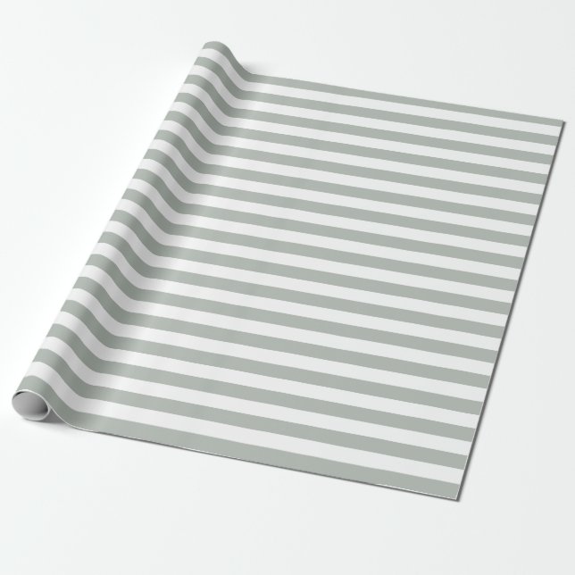 Silver Grey Stripes Wrapping Paper (Unrolled)