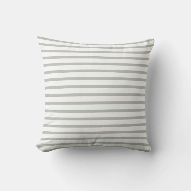 Silver Grey Summer Stripes Outdoor Pillows (Front)