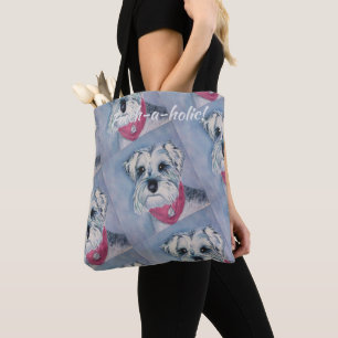 SILVER GREY SWEET SCHNAUZER DOG TOTE BAG