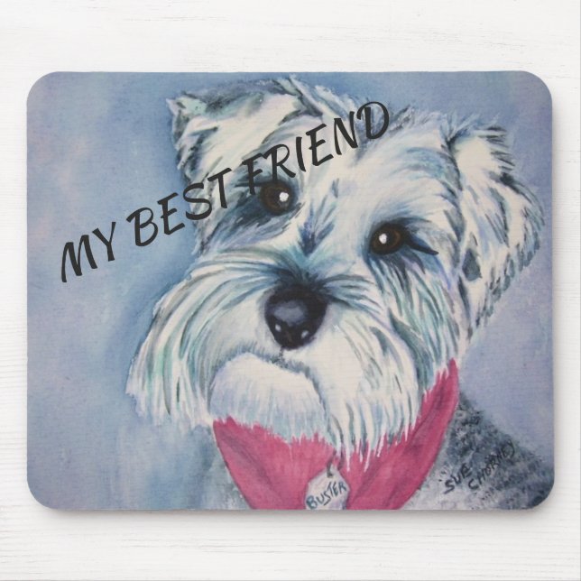 SILVER GREY SWEET SCHNAUZER MOUSE MAT (Front)