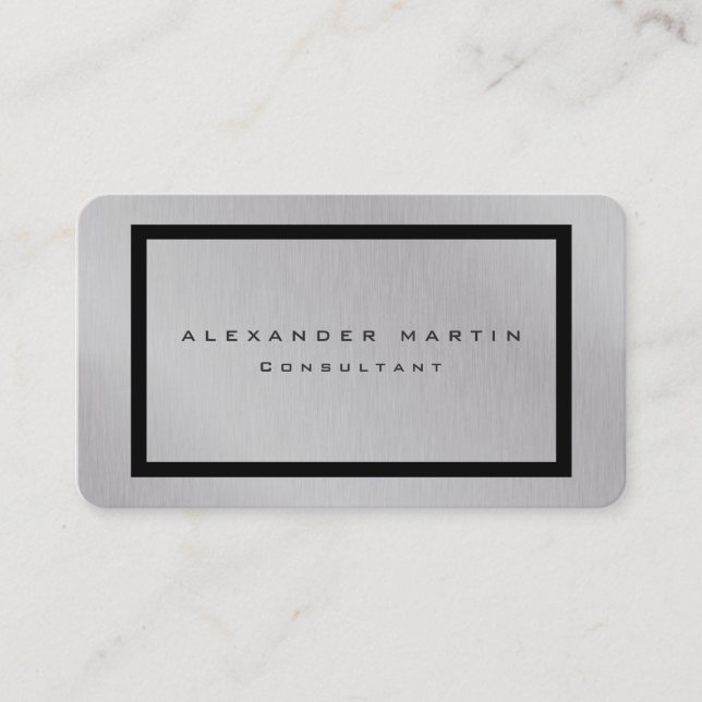 Silver Grey Unique Trendy Creative Modern Business Card (Front)