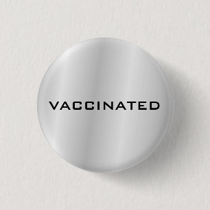 Silver Grey Vaccinated Coronavirus Pandemic 3 Cm Round Badge