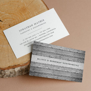 Silver Grey Vintage Reclaimed Wood Business Card