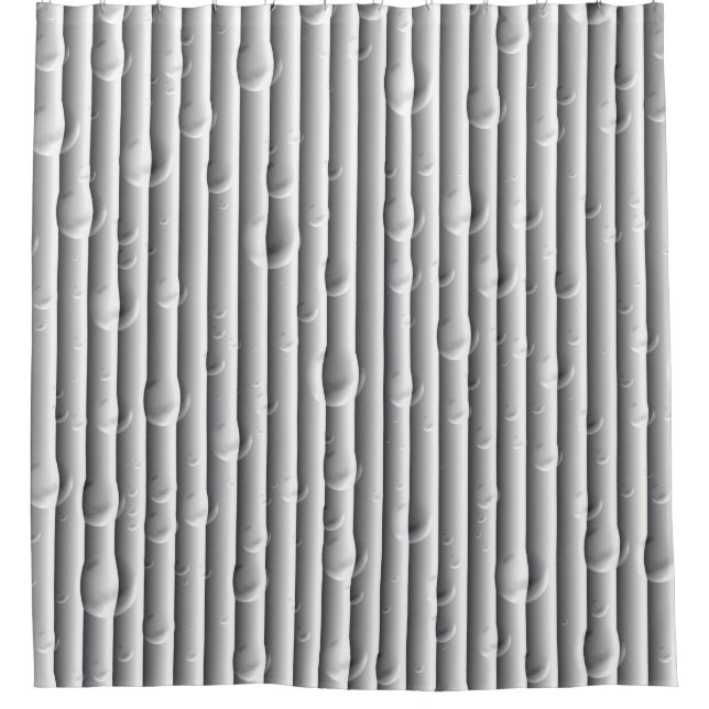 silver grey water droplets shower curtain (Front)
