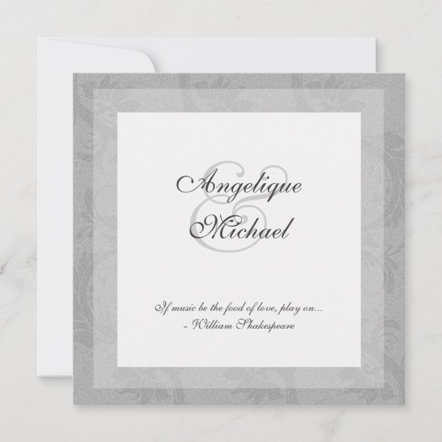 Silver grey wedding anniversary engagement invitation (Front)