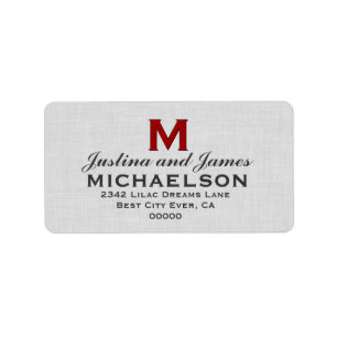 Silver Grey Wedding Monogram M Template V01 Label