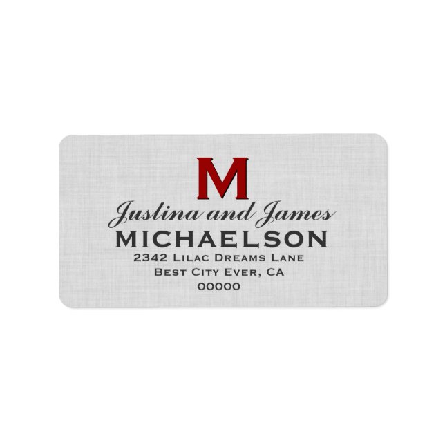 Silver Grey Wedding Monogram M Template V01 Label (Front)