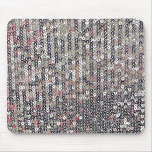 Silver grey white crystal sequin sparkle mouse mat
