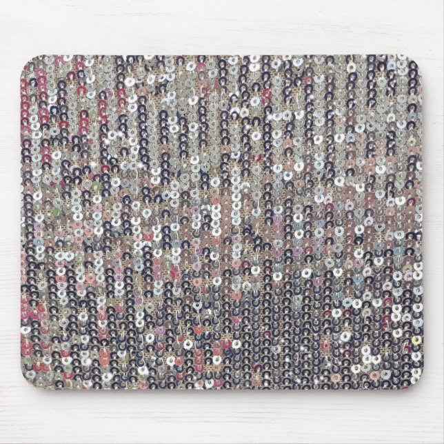 Silver grey white crystal sequin sparkle      mouse mat (Front)