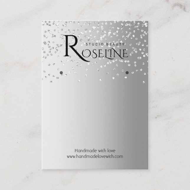 Silver Grey White glitter jewlery display  Business Card (Front)