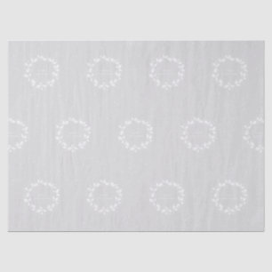 Silver Grey + White Merry Christmas Holly Wreath Tissue Paper