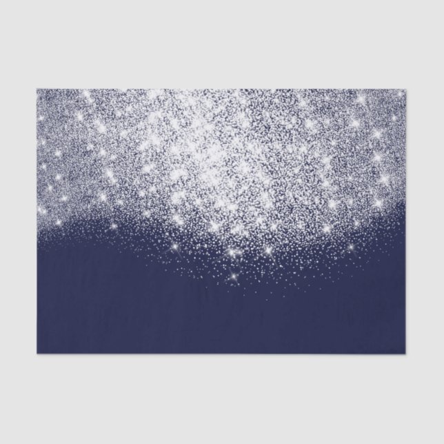 Silver Grey White Metallic Glitter Blue Navy Tissue Paper (Front)