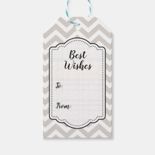 Silver Grey & White Thick Chevron Wedding Birthday Gift Tags