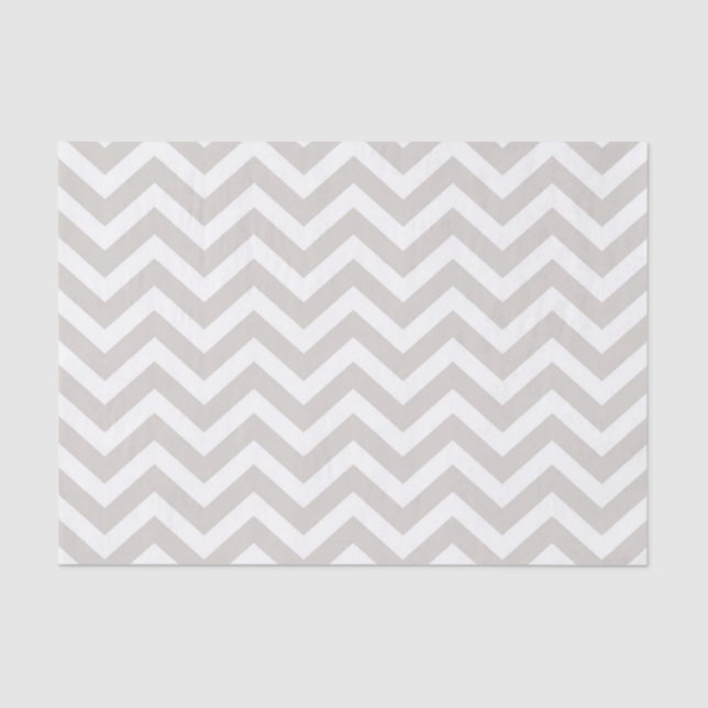 Silver Grey & White Thick Chevron Wedding Birthday Tissue Paper (Front)