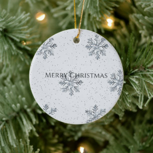 Silver Grey Winter Snowflakes Christmas Ceramic Tree Decoration