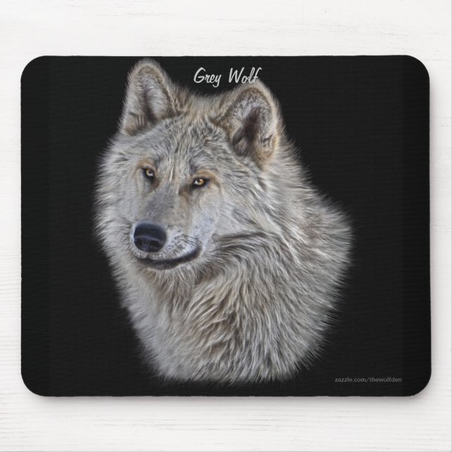 Silver Grey Wolf Wildlife Art Portrait Mouse Mat (Front)