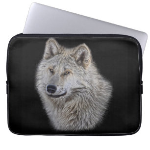 Silver Grey Wolf Wildlife Portrait Laptop Sleeve