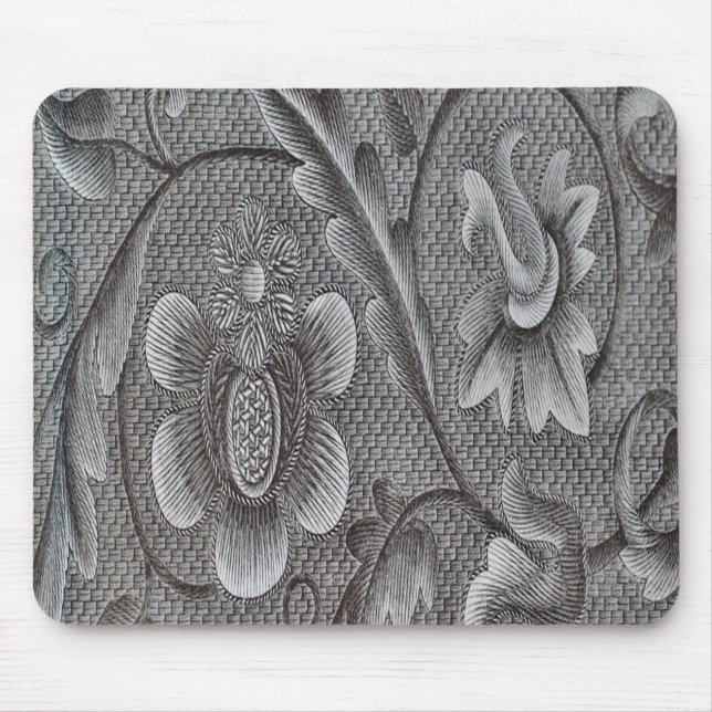 Silver Grey Woven Pattern Mouse Mat (Front)
