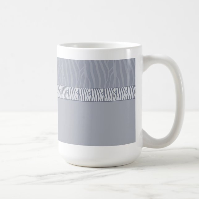 Silver Grey Zebra Fur Print Coffee Mug (Right)