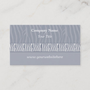 Silver Grey Zebra Print Business Card