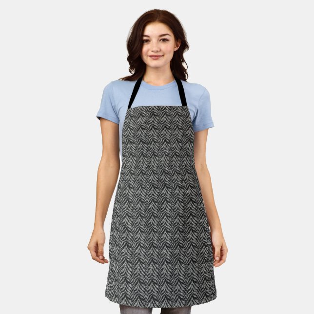 Silver Grey Zebra Stripes Pattern     Apron (Worn)