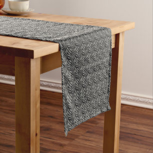Silver Grey Zebra Stripes Pattern      Short Table Runner