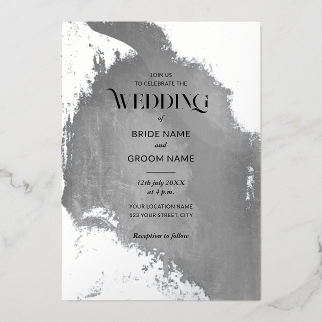 Silver Grunge Texture Wedding (Front)