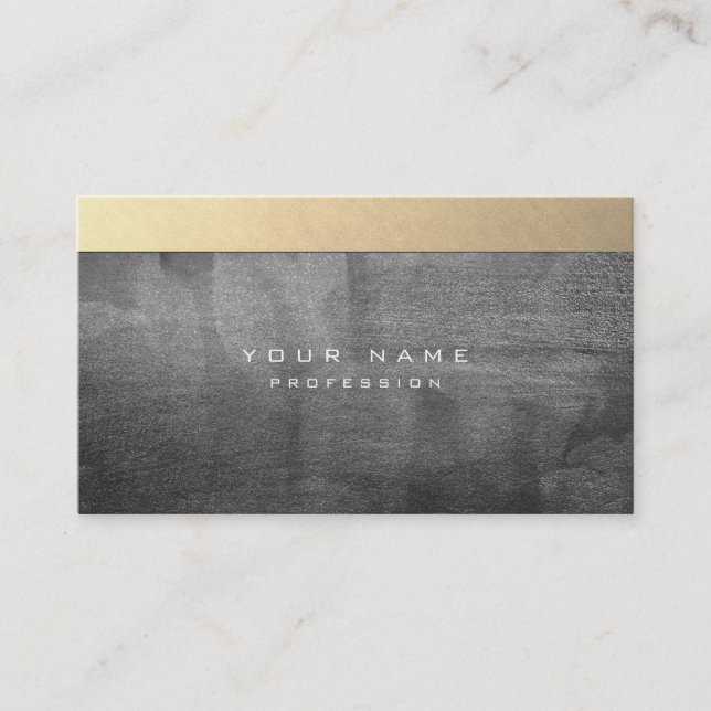 Silver Grungy Abstract Cement Wall Gray Gold Black Business Card (Front)