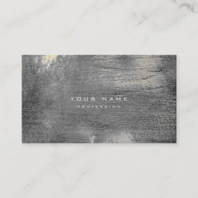 Silver Grungy Monochrom Cement Wall Gray Gold Sepi Business Card (Front)