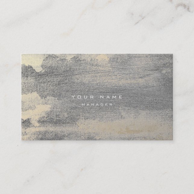 Silver Grungy Sepia Gold Cement Wall Gray Minimal Business Card (Front)
