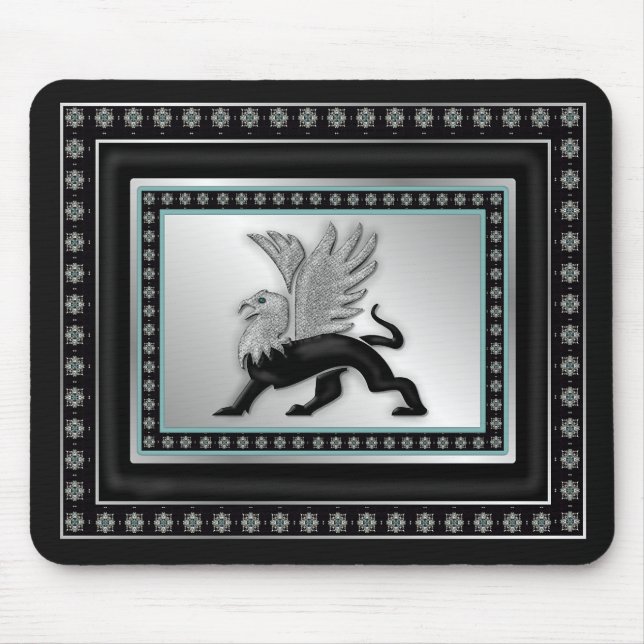 Silver Gryphon Mouse Mat (Front)