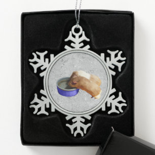 Silver Guinea Pigs Design, Snowflake Pewter Christmas Ornament