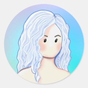 Silver Hair Beauty Classic Round Sticker
