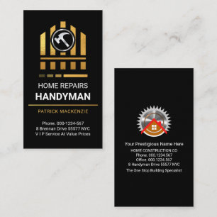 Silver Hammer On Gold Building Business Card