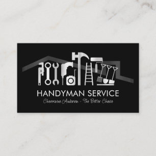Silver Handyman Tools On Rooftop Business Card