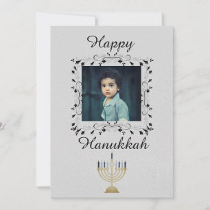 Silver Hanukkah Photo Holiday Card