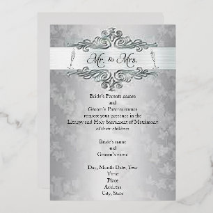 Silver Happiness Foil Wedding Invitation Foil Invi