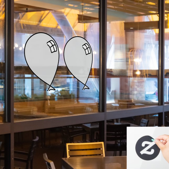 Silver Happy Balloons Twins Window Cling (Restaurant Window)