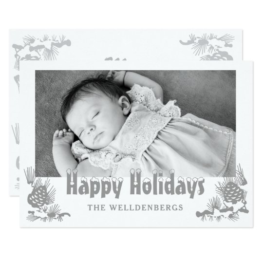 Silver Happy Holidays Typography Photo Card