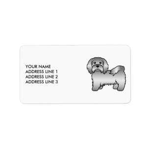Silver Havanese Cute Cartoon Dog & Custom Text Label