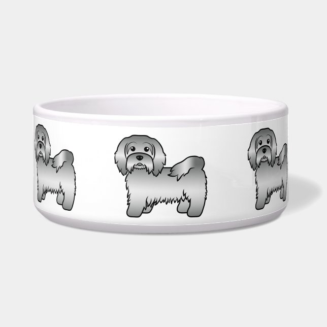 Silver Havanese Cute Cartoon Dog Illustration (Front)
