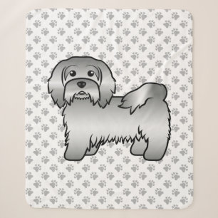 Silver Havanese Cute Cartoon Dog Illustration Sherpa Blanket